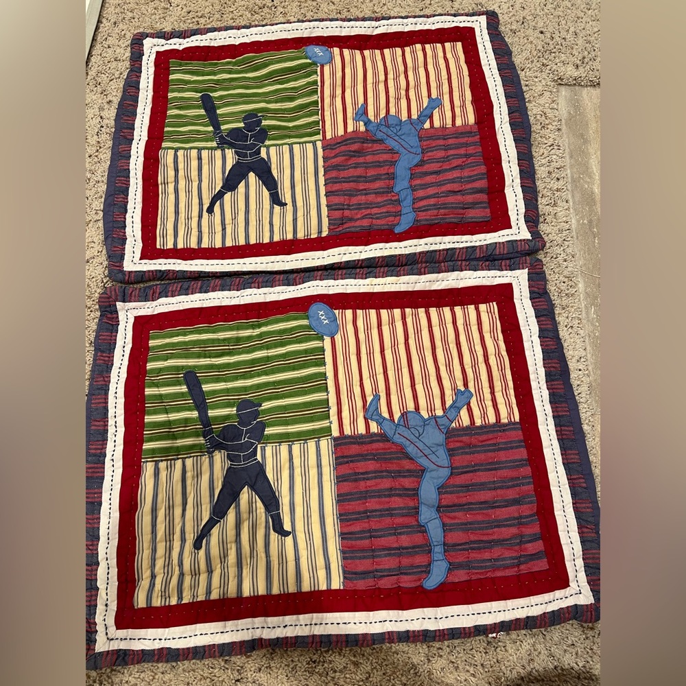 Pottery Barn Kids Varsity Sports Quilted Pillowcases